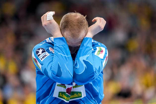 David Späth (Torwart, RNL, 29), Spieler der Rhein-Neckar-Löwen, Einzelbild, Einzelfoto, Aktion, Action, enttäuscht schauend, Enttäuschung, Frustration, disappointed, pessimistisch, 24.05.2026, Mannheim (Deutschland), Handball, Bundesliga, Rhein-Neckar Löwen - SC Magdeburg