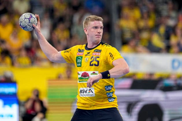 Haukur Thrastarson (RNL, 25), am Ball, Einzelbild, Einzelfoto, Aktion, Action, 24.05.2026, Mannheim (Deutschland), Handball, Bundesliga, Rhein-Neckar Löwen - SC Magdeburg