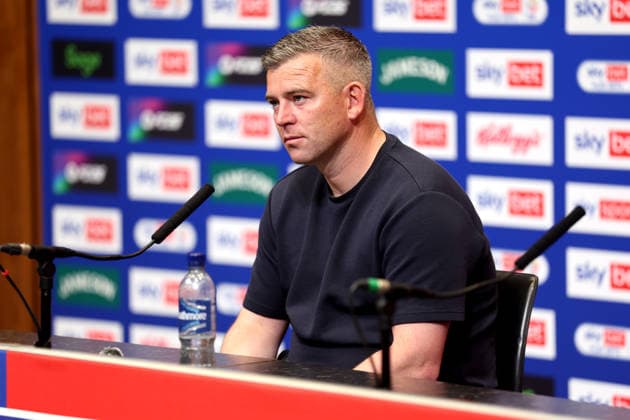 Bolton Wanderers manager Steven Schumacher in the Interview room EFL Partner advertising Bolton Wanderers v Stockport County, EFL Sky Bet League One, Play-Off Final, Football, Wembley Stadium, London, UK - 24 May 2026London Wembley Stadium United Kingdom EDITORIAL USE ONLY No use with unauthorised audio, video, data, fixture lists, club league logos or live services. Online in-match use limited to 120 images, no video emulation. No use in betting, games or single club league player publications. Copyright: xAndrewxFosker Shutterstockx 16889807ed
