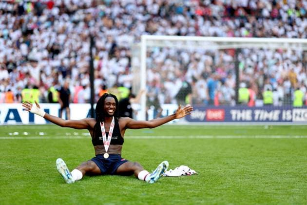 Ibrahim Cissoko of Bolton Wanderers celebrates after winning the EFL Championship Play-off Final and promotion to the Premier League Bolton Wanderers v Stockport County, EFL Sky Bet League One, Play-Off Final, Football, Wembley Stadium, London, UK - 24 May 2026London Wembley Stadium United Kingdom EDITORIAL USE ONLY No use with unauthorised audio, video, data, fixture lists, club league logos or live services. Online in-match use limited to 120 images, no video emulation. No use in betting, games or single club league player publications. Copyright: xSimonxDael Shutterstockx 16889811ie