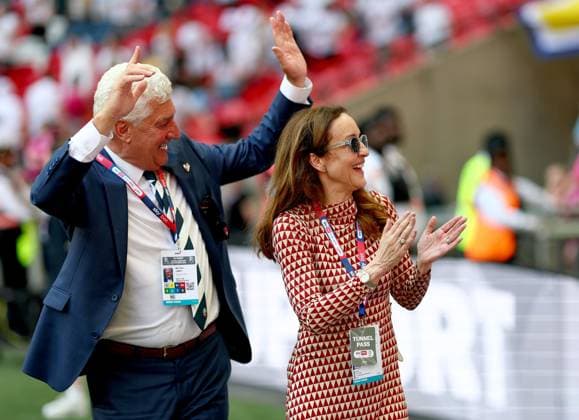 Bolton Wanderers Chairwoman Sharon Brittan celebrates after winning the Sky Bet EFL League One Play-off Final and promotion to the Sky Bet EFL Championship Bolton Wanderers v Stockport County, EFL Sky Bet League One, Play-Off Final, Football, Wembley Stadium, London, UK - 24 May 2026London Wembley Stadium United Kingdom EDITORIAL USE ONLY No use with unauthorised audio, video, data, fixture lists, club league logos or live services. Online in-match use limited to 120 images, no video emulation. No use in betting, games or single club league player publications. Copyright: xSimonxDael Shutterstockx 16889811ip
