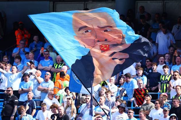 A Manchester City manager Pep Guardiola flag Manchester City v Aston Villa, Premier League, Football, Etihad Stadium, Manchester, UK - 24 May 2026Manchester Etihad Stadium United Kingdom EDITORIAL USE ONLY No use with unauthorised audio, video, data, fixture lists, club league logos or live services. Online in-match use limited to 120 images, no video emulation. No use in betting, games or single club league player publications. Copyright: xMattxWest Shutterstockx 16889851u