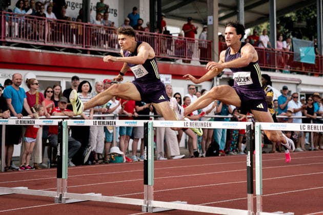 Owe Fischer-Breiholz (Koenigsteiner LV, 45, 400m Huerden Maenner), GER, Leichtathletik, Athletics, Pfingstsportfest, Rehlingen, 24.05.2026, GER, Leichtathletik, Athletics, Pfingstsportfest, Rehlingen, 24.05.2026 Rehlingen Copyright: xStefanxMayerx EP_SMR