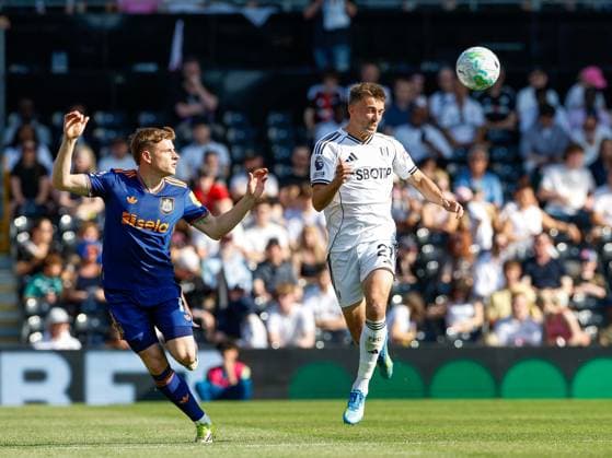Timothy Castagne of Fulham gets away from Harvey Barnes of Newcastle United Fulham v Newcastle United, Premier League, Football, Craven Cottage, London, UK - 24 May 2026London Craven Cottage United Kingdom EDITORIAL USE ONLY No use with unauthorised audio, video, data, fixture lists, club league logos or live services. Online in-match use limited to 120 images, no video emulation. No use in betting, games or single club league player publications. Copyright: xMattxImpey Shutterstockx 16889842dd