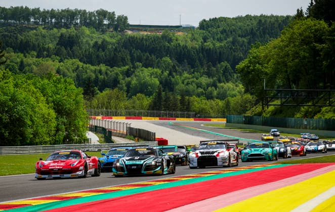 LE MANS CLASSIC SERIES 2026 - SPA-CLASSIC 87 BEAUBELIQUE Jean-Luc (fra), PLA Jim (fra), Ferrari 458 GT3 Evo 2013, GT3-GEN2, GT3 Revival, action, start with 47 COLE Mark (gbr), PARENTE Alvaro (prt), Audi R8 LMS ultra 2013, GT3-GEN2, GT3 Revival during the 2026 Spa-Classic, 2nd round of the Le Mans Classic Series 2026, from May 22 to 24 in Circuit de Spa-Francorchamps, in Stavelot, Belgium - StavelotBelgium Copyright: xGREGORYxLENORMANDx