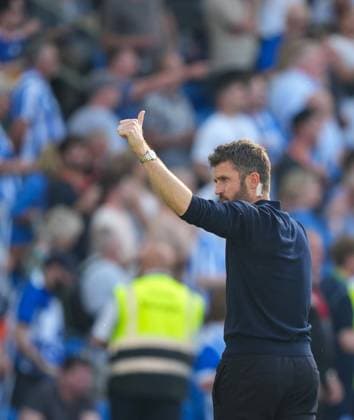 Michael Carrick manager of Manchester United, ManU gives a thumbs -up to the travelling fans at the end of the game. Brighton and Hove Albion v Manchester United, Premier League, Football, American Express Community Stadium, Brighton, UK - 24 May 2026Brighton American Express Community Stadi United Kingdom EDITORIAL USE ONLY No use with unauthorised audio, video, data, fixture lists, club league logos or live services. Online in-match use limited to 120 images, no video emulation. No use in betting, games or single club league player publications. Copyright: xSeanxRyan Shutterstockx 16889822bn