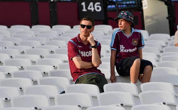 West Ham United fans at the end of the match West Ham United v Leeds United, Premier League, Football, London Stadium, London, UK - 24 May 2026London London Stadium United Kingdom EDITORIAL USE ONLY No use with unauthorised audio, video, data, fixture lists, club league logos or live services. Online in-match use limited to 120 images, no video emulation. No use in betting, games or single club league player publications. Copyright: xAlanxWalter Shutterstockx 16889881bc