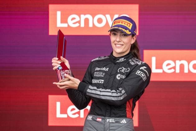 Emma Felbermayr (AUT, Audi Revolut F1 Team) jubelt über Platz zwei beim Hauptrennen der F1 Academy, CAN, Großer Preis von Kanada, Montreal, Motorsport, Formel 1, 24.05.2026 CAN, Großer Preis von Kanada, Montreal, Motorsport, Formel 1 Montreal Copyright: xEibner-Pressefotox EP_MKB