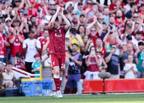 Liverpool s Andrew Robertson leaves the field in the second half Liverpool v Brentford, Premier League, Football, Anfield, Liverpool, UK - 24 May 2026Liverpool Anfield United Kingdom EDITORIAL USE ONLY No use with unauthorised audio, video, data, fixture lists, club league logos or live services. Online in-match use limited to 120 images, no video emulation. No use in betting, games or single club league player publications. Copyright: xAlexxDodd Shutterstockx 16889846br
