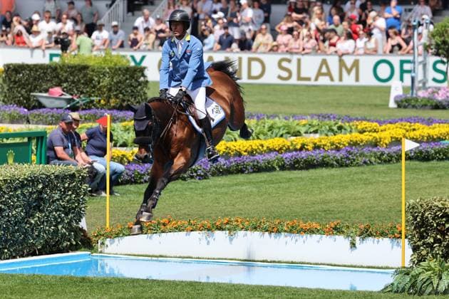 Christian Ahlmann (GER) mit Pferd Untouched LB am Wassergraben , Rolex Grand Slam of Show Jumping, Springprüfung mit zwei Umläufen und Stechen , Weltfest des Pferdesports, World Equestrian Festival, TSCHIO Aachen 2026, TSCHIO statt CHIO 2026, Aachener Soers, 22. bis 24. Mai 2026, Reitsport, 24.05.2026, Aachen Aachener Soers Deutschland