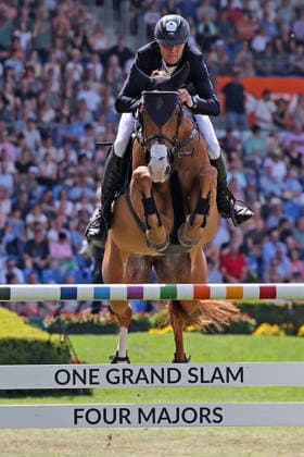 Andre Thieme (GER) mit Pferd DSP Chakaria, Rolex Grand Slam of Show Jumping, Springprüfung mit zwei Umläufen und Stechen , Weltfest des Pferdesports, World Equestrian Festival, TSCHIO Aachen 2026, TSCHIO statt CHIO 2026, Aachener Soers, 22. bis 24. Mai 2026, Reitsport, 24.05.2026, Aachen Aachener Soers Deutschland