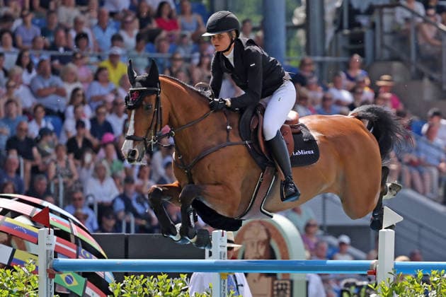 Sophie Hinners (GER) mit Pferd Iron Dames Singclair, 3. Platz, Rolex Grand Slam of Show Jumping, Springprüfung mit zwei Umläufen und Stechen , Weltfest des Pferdesports, World Equestrian Festival, TSCHIO Aachen 2026, TSCHIO statt CHIO 2026, Aachener Soers, 22. bis 24. Mai 2026, Reitsport, 24.05.2026, Aachen Aachener Soers Deutschland