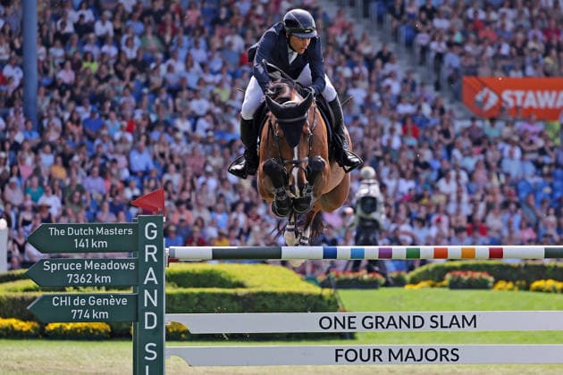 Jose Maria (jr) Larocca (ARG) mit Pferd Finn Lente, 2. Platz, Rolex Grand Slam of Show Jumping, Springprüfung mit zwei Umläufen und Stechen , Weltfest des Pferdesports, World Equestrian Festival, TSCHIO Aachen 2026, TSCHIO statt CHIO 2026, Aachener Soers, 22. bis 24. Mai 2026, Reitsport, 24.05.2026, Aachen Aachener Soers Deutschland