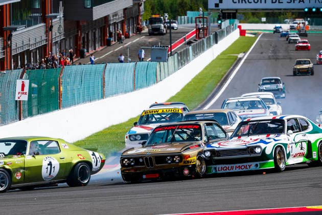 LE MANS CLASSIC SERIES 2026 - SPA-CLASSIC 74 Leo G. (deu), BMW 3.0 CSL 1975, TC2, Heritage Touring Cup 1, action, start with 01 GUENAT Maxime (che), Ford Capri RS 3100 1975, TC2, Heritage Touring Cup 1 and 111 NYSTROM Pekka (swe), Chevrolet Camaro Z28 1971, TC2, Heritage Touring Cup 1 during the 2026 Spa-Classic, 2nd round of the Le Mans Classic Series 2026, from May 22 to 24 in Circuit de Spa-Francorchamps, in Stavelot, Belgium - Copyright: xGREGORYxLENORMANDx