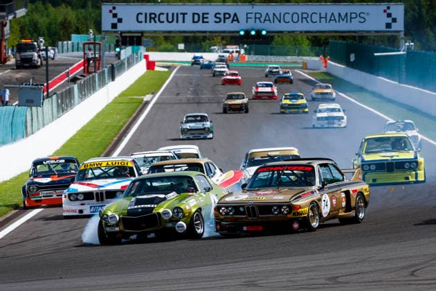 LE MANS CLASSIC SERIES 2026 - SPA-CLASSIC 74 Leo G. (deu), BMW 3.0 CSL 1975, TC2, Heritage Touring Cup 1, action, start with 01 GUENAT Maxime (che), Ford Capri RS 3100 1975, TC2, Heritage Touring Cup 1 and 111 NYSTROM Pekka (swe), Chevrolet Camaro Z28 1971, TC2, Heritage Touring Cup 1 during the 2026 Spa-Classic, 2nd round of the Le Mans Classic Series 2026, from May 22 to 24 in Circuit de Spa-Francorchamps, in Stavelot, Belgium - Copyright: xGREGORYxLENORMANDx