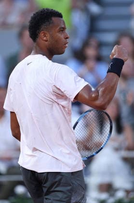 Giovanni Mpetshi Perricard of France celebrates French Open Tennis, Day One, Tennis, Roland Garros, Paris, France - 24 May 2026Paris Roland Garros France EDITORIAL USE ONLY No use with unauthorised audio, video, data, fixture lists, club league logos or live services. Online in-match use limited to 120 images, no video emulation. No use in betting, games or single club league player publications. Copyright: xEllaxLing Shutterstockx 16889886ae