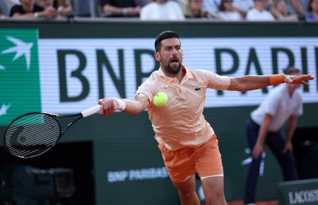 Novak Djokovic of Serbia in action French Open Tennis, Day One, Tennis, Roland Garros, Paris, France - 24 May 2026Paris Roland Garros France EDITORIAL USE ONLY No use with unauthorised audio, video, data, fixture lists, club league logos or live services. Online in-match use limited to 120 images, no video emulation. No use in betting, games or single club league player publications. Copyright: xEllaxLing Shutterstockx 16889886d