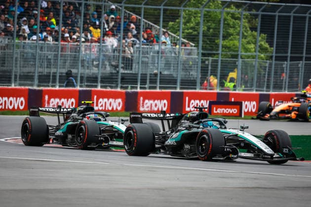 F1 - CANADIAN GRAND PRIX 2026 63 RUSSELL George (gbr), Mercedes AMG F1 Team W17, 12 KIMI ANTONELLI Andrea (ita), Mercedes AMG F1 Team W17, action during the Formula 1 Grand Prix du Canada 2026, 5th round of the 2026 Formula One World Championship, WM, Weltmeisterschaft from May 22 to 24, 2026 on the Circuit Gilles Villeneuve, in Montrà al, Canada - Montrà alCanada Copyright: xDPPIx