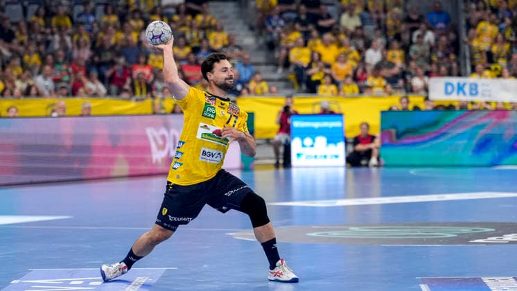 Dani Baijens (RNL, 77), am Ball, Freisteller, Ganzkörper, Einzelbild, Einzelfoto, Aktion, Action, 24.05.2026, Mannheim (Deutschland), Handball, Bundesliga, Rhein-Neckar Löwen - SC Magdeburg