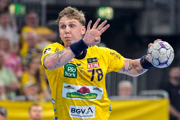 Edwin Aspenbäck (RNL, 78), am Ball, Einzelbild, Einzelfoto, Aktion, Action, 24.05.2026, Mannheim (Deutschland), Handball, Bundesliga, Rhein-Neckar Löwen - SC Magdeburg