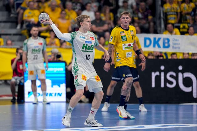 Gisli Thorgeir Kristjansson (SCM, 10), am Ball, Aktion, Action, Spielszene, 24.05.2026, Mannheim (Deutschland), Handball, Bundesliga, Rhein-Neckar Löwen - SC Magdeburg