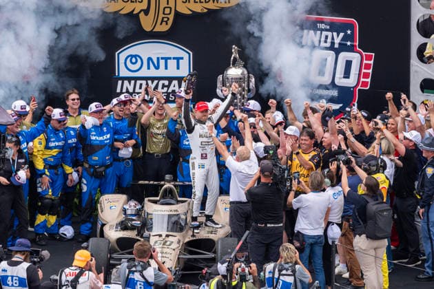 May 24, 2026, Speedway, Indiana, USA: IndyCar, Indy Car, IRL, USA SERIES driver, FELIX ROSENQVIST (60) (SWE) of Varnamo, Sweden, wins the Indianapolis 500 at Indianapolis Motor Speedway in SPEEDWAY, Indiana. INDYCAR SERIES: May 24, 2026: Indianapolis 500: Felix Rosenqvist - ZUMAa161 20260524_aaa_a161_009 Copyright: xWalterxArce GMGx