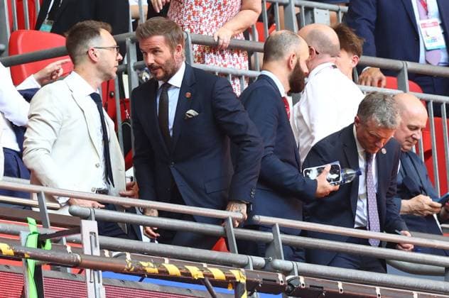 Salford City consortium Member David Beckham at half time Notts County v Salford City, EFL Sky Bet League Two, Play-Off Final, Football, Wembley Stadium, London, UK - 25 May 2026London Wembley Stadium United Kingdom EDITORIAL USE ONLY No use with unauthorised audio, video, data, fixture lists, club league logos or live services. Online in-match use limited to 120 images, no video emulation. No use in betting, games or single club league player publications. Copyright: xJamesxMarsh Shutterstockx 16889922df
