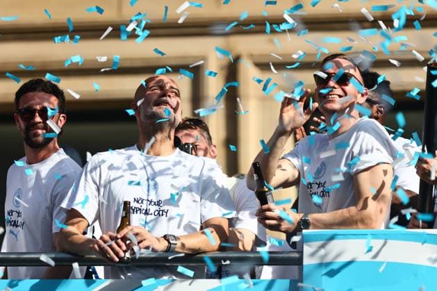 Manchester City out going manager Pep Guardiola Manchester City Carabao Cup and FA Cup trophy Parade, Premier League, Football, Manchester, UK - 25 May 2026Manchester United Kingdom EDITORIAL USE ONLY No use with unauthorised audio, video, data, fixture lists, club league logos or live services. Online in-match use limited to 120 images, no video emulation. No use in betting, games or single club league player publications. Copyright: xPhilxOldham Shutterstockx 16889909u
