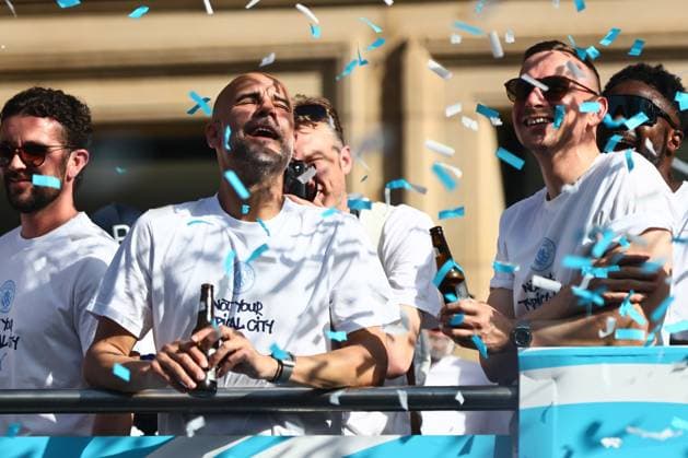 Manchester City out going manager Pep Guardiola Manchester City Carabao Cup and FA Cup trophy Parade, Premier League, Football, Manchester, UK - 25 May 2026Manchester United Kingdom EDITORIAL USE ONLY No use with unauthorised audio, video, data, fixture lists, club league logos or live services. Online in-match use limited to 120 images, no video emulation. No use in betting, games or single club league player publications. Copyright: xPhilxOldham Shutterstockx 16889909s