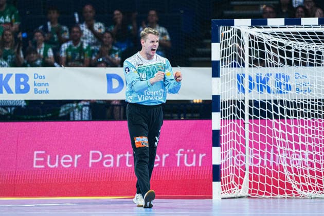 Jubel nach Parade Kristian Saeveras (Frisch Auf Goeppingen, 12) GER, Handball Verein Hamburg vs. Frisch Auf Goeppingen, Handball, 1. Bundesliga, Spieltag 32, Saison 2025 2026, 25.05.2026 GER, Handball Sport Verein Hamburg vs. Frisch Auf Goeppingen, Handball, 1. Bundesliga, Spieltag 32, Saison 2025 2026, 25.05.2026 Hamburg Copyright: xEibner-Pressefoto MarcelxvonxFehrnx EP_MFN