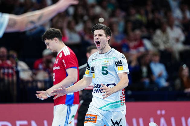 Torjubel Rutger ten Velde (Frisch Auf Goeppingen, 05) GER, Handball Verein Hamburg vs. Frisch Auf Goeppingen, Handball, 1. Bundesliga, Spieltag 32, Saison 2025 2026, 25.05.2026 GER, Handball Sport Verein Hamburg vs. Frisch Auf Goeppingen, Handball, 1. Bundesliga, Spieltag 32, Saison 2025 2026, 25.05.2026 Hamburg Copyright: xEibner-Pressefoto MarcelxvonxFehrnx EP_MFN