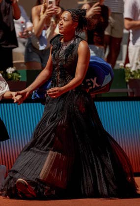 Naomi Osaka of Japan wears a gold sequinned dress under a black sequinned long skirt and corset French Open Tennis, Day Three, Tennis, Roland Garros, Paris, France - 26 May 2026Paris Roland Garros France EDITORIAL USE ONLY No use with unauthorised audio, video, data, fixture lists, club league logos or live services. Online in-match use limited to 120 images, no video emulation. No use in betting, games or single club league player publications. Copyright: xEllaxLing Shutterstockx 16898259g