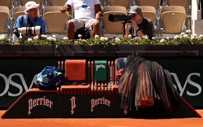 Naomi Osaka of Japan wears a gold sequinned dress under a black sequinned long skirt and corset French Open Tennis, Day Three, Tennis, Roland Garros, Paris, France - 26 May 2026Paris Roland Garros France EDITORIAL USE ONLY No use with unauthorised audio, video, data, fixture lists, club league logos or live services. Online in-match use limited to 120 images, no video emulation. No use in betting, games or single club league player publications. Copyright: xEllaxLing Shutterstockx 16898259k