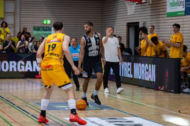 Aeneas Jung (Bozic Estriche Knights Kirchheim, 19) Gie07 GER, Bozic Estriche Knights Kirchheim vs. Giessen 46ers, BARMER 2. Basketball Bundesliga, Playoffs Halbfinale Spiel 3, Saison 2025 2026, 26.05.2026 GER, Bozic Estriche Knights Kirchheim vs. Giessen 46ers, BARMER 2. Basketball Bundesliga, Playoffs Halbfinale Spiel 3, Saison 2025 2026, 26.05.2026 Goeppingen Copyright: xEibner-Pressefoto NinaxSanderx EP_NSR