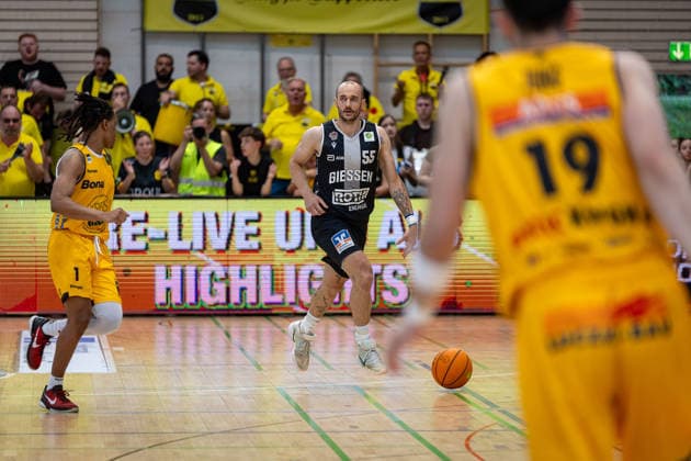 Simon Krajcovic (Giessen 46ers, 55) GER, Bozic Estriche Knights Kirchheim vs. Giessen 46ers, BARMER 2. Basketball Bundesliga, Playoffs Halbfinale Spiel 3, Saison 2025 2026, 26.05.2026 GER, Bozic Estriche Knights Kirchheim vs. Giessen 46ers, BARMER 2. Basketball Bundesliga, Playoffs Halbfinale Spiel 3, Saison 2025 2026, 26.05.2026 Goeppingen Copyright: xEibner-Pressefoto NinaxSanderx EP_NSR
