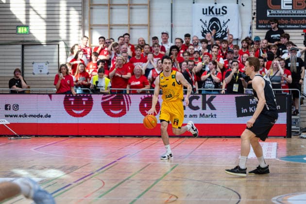Adnan Arslanagic (Giessen 46ers, 04) GER, Bozic Estriche Knights Kirchheim vs. Giessen 46ers, BARMER 2. Basketball Bundesliga, Playoffs Halbfinale Spiel 3, Saison 2025 2026, 26.05.2026 GER, Bozic Estriche Knights Kirchheim vs. Giessen 46ers, BARMER 2. Basketball Bundesliga, Playoffs Halbfinale Spiel 3, Saison 2025 2026, 26.05.2026 Goeppingen Copyright: xEibner-Pressefoto NinaxSanderx EP_NSR