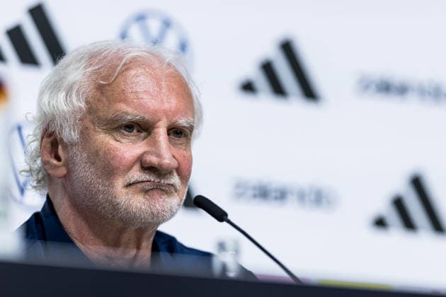HERZOGENAURACH, GERMANY - MAY 27: Rudi Voeller (Völler, Voller, Director A national team, Nationalteam Germany) during the press conference, PK, Pressekonferenz to start the trainings camp of Germany to prepare for the FIFA World Cup, WM, Weltmeisterschaft, Fussball 2026 on May 27, 2026 in Herzogenaurach, Germany. Bavaria Germany Copyright: xSteffiexWunderlx