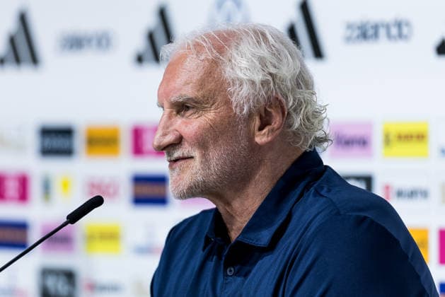 HERZOGENAURACH, GERMANY - MAY 27: Rudi Voeller (Völler, Voller, Director A national team, Nationalteam Germany) during the press conference, PK, Pressekonferenz to start the trainings camp of Germany to prepare for the FIFA World Cup, WM, Weltmeisterschaft, Fussball 2026 on May 27, 2026 in Herzogenaurach, Germany. Bavaria Germany Copyright: xSteffiexWunderlx