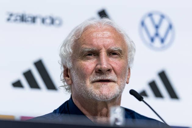 HERZOGENAURACH, GERMANY - MAY 27: Rudi Voeller (Völler, Voller, Director A national team, Nationalteam Germany) during the press conference, PK, Pressekonferenz to start the trainings camp of Germany to prepare for the FIFA World Cup, WM, Weltmeisterschaft, Fussball 2026 on May 27, 2026 in Herzogenaurach, Germany. Bavaria Germany Copyright: xSteffiexWunderlx