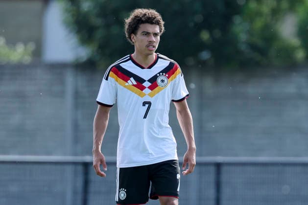 Montrell Culbreath (Germany) schaut, UEFA Under 19 friendly, Slovakia v Germany, MOL Academy am 27. May 2026 in Dunajska Streda, Slowakei. (Foto von Marco Steinbrenner DeFodi Images) Montrell Culbreath (Germany) looks on, UEFA Under 19 friendly, Slovakia v Germany, MOL Academy, May 27, 2026 in Dunajska Streda, Slovakia. (Photo by Marco Steinbrenner DeFodi Images) -