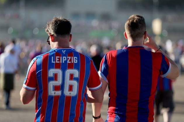 Crystal Palace supporters arrive at The Red Bull Arena Leipzig Crystal Palace v Rayo Vallecano, UEFA Conference League, Final, Football, Red Bull Arena, Leipzig, Germany - 27 May 2026Leipzig Red Bull Arena Germany EDITORIAL USE ONLY No use with unauthorised audio, video, data, fixture lists, club league logos or live services. Online in-match use limited to 120 images, no video emulation. No use in betting, games or single club league player publications. Copyright: xKieranxMcManus Shutterstockx 16898266y