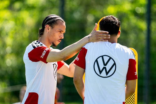 GER, Fußball Herren Nationalmannschaft Deutschland, Training, 28.05.2026, Adidas Homeground, Herzogenaurach, GER, Fußball Herren Nationalmannschaft Deutschland, Training, im Bild Leroy Sane (Deutschland, 19), Nadiem Amiri (Deutschland, 20),
