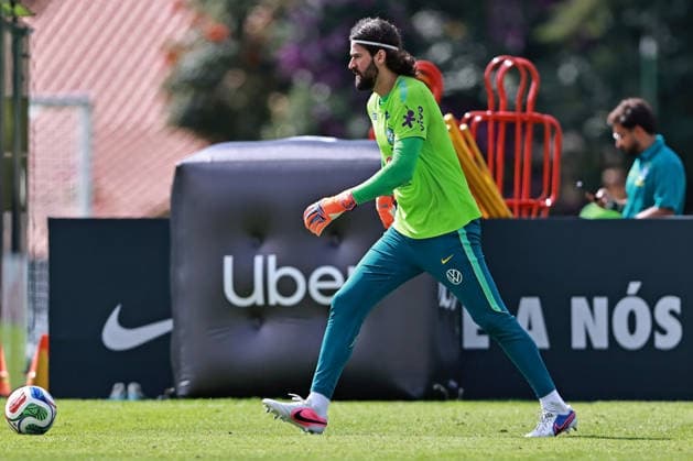 28th May 2026; Teresopolis, Brazil: Goalkeeper, Alisson Becker of Brazil controls the ball during a training session at the Granja Comary training center in Teresopolis, Rio de Janeiro, Brazil, on May 28, 2026, ahead of the FIFA World Cup, WM, Weltmeisterschaft, Fussball 2026 HeulerxAndrey