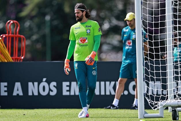 28th May 2026; Teresopolis, Brazil: Goalkeeper, Alisson Becker of Brazil looks on during a training session at the Granja Comary training center in Teresopolis, Rio de Janeiro, Brazil, on May 28, 2026, ahead of the FIFA World Cup, WM, Weltmeisterschaft, Fussball 2026 HeulerxAndrey