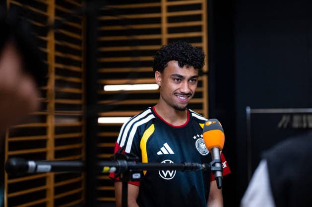 GER, Fußball Herren Nationalmannschaft Deutschland, Training, 28.05.2026, Adidas Homeground, Herzogenaurach, GER, Fußball Herren Nationalmannschaft Deutschland, Medienstunde, im Bild Nathaniel Brown (Deutschland, 18),