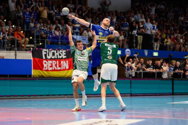 Peter Walz (ThSV Eisenach, 14), Tim Freihoefer (Fuechse Berlin, 20), Max Darj (Fuechse Berlin, 05) GER, ThSV Eisenach gegen Fuechse Berlin, 1. Daikin Handballbundesliga, Handball, 30. Spieltag, Saison 2025 2026, 29.05.2026 GER, ThSV Eisenach gegen Fuechse Berlin, 1. Daikin Handballbundesliga, Handball, 30. Spieltag, Saison 2025 2026, 29.05.2026 Eisenach Copyright: xEibner-Pressefoto MartinxHerbstx EP_MHT
