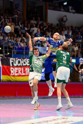 Peter Walz (ThSV Eisenach, 14), Tim Freihoefer (Fuechse Berlin, 20), Max Darj (Fuechse Berlin, 05) GER, ThSV Eisenach gegen Fuechse Berlin, 1. Daikin Handballbundesliga, Handball, 30. Spieltag, Saison 2025 2026, 29.05.2026 GER, ThSV Eisenach gegen Fuechse Berlin, 1. Daikin Handballbundesliga, Handball, 30. Spieltag, Saison 2025 2026, 29.05.2026 Eisenach Copyright: xEibner-Pressefoto MartinxHerbstx EP_MHT
