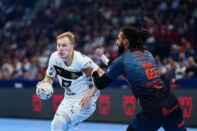 Eric Johansson (THW Kiel, 21), Bryan Hugo Monte dos Santos (Montpellier Handball, 26) GER, Montpellier Handball vs. THW Kiel, Handball, EHF European League, Halbfinale, Saison 2025 2026, 30.05.2026 GER, Montpellier Handball vs. THW Kiel, Handball, EHF European League, Halbfinale, Saison 2025 2026, 30.05.2026 Hamburg Copyright: xEibner-Pressefoto MarcelxvonxFehrnx EP_MFN