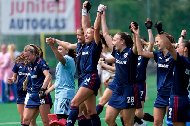 Spielerinnen vom Mannheimer HC (MHC), Jubel nach dem Schlusspfiff, Freude über den Sieg, Sieger, Gewinner, jubelt, jubeln, fröhlich, positiv, freut sich, freuen, optimistisch, Highlight, Action, Aktion, 30.05.2026, Bonn (Deutschland), Hockey, Deutsche Meisterschaft, Halbfinale, Damen, Mannheimer HC - Harvestehuder THC