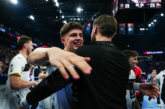 THW Kiel jubelt Jubel nach Sieg Spielende GER, Montpellier Handball vs. THW Kiel, Handball, EHF European League, Halbfinale, Saison 2025 2026, 30.05.2026 GER, Montpellier Handball vs. THW Kiel, Handball, EHF European League, Halbfinale, Saison 2025 2026, 30.05.2026 Hamburg Copyright: xEibner-Pressefoto MarcelxvonxFehrnx EP_MFN